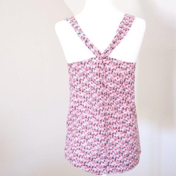 J. Crew Pink Blue Print Tank Cross Strap Back 00 - Picture 3 of 4